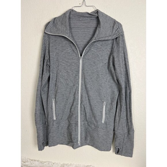 Lululemon In Stride Full Zip Jacket Heathered Gray Size 8 **SEE DESCRIPTION - Picture 1 of 8